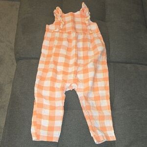 GAP Eyelet Ruffle Orange and Pink Checkered Romper